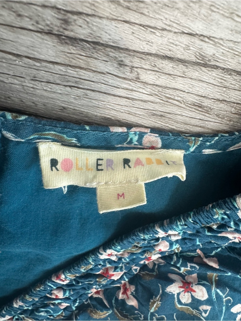 Roller Rabbit Teal Floral Ruffle Dress Size M - Picture 6 of 8